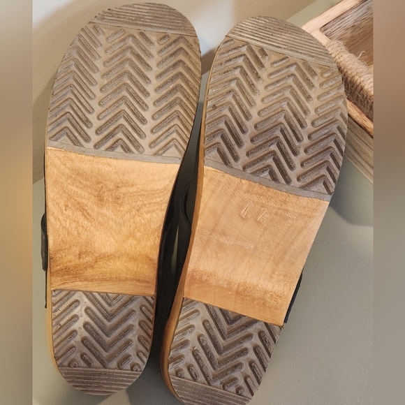 Vollsjo Swedish Clogs size 42/12 (11.5) gray-green genuine suede low wooden heel - Picture 13 of 16